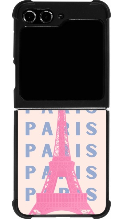 Coque Samsung Galaxy Z Flip5 - Silicone rigide noir Paris Pink Print