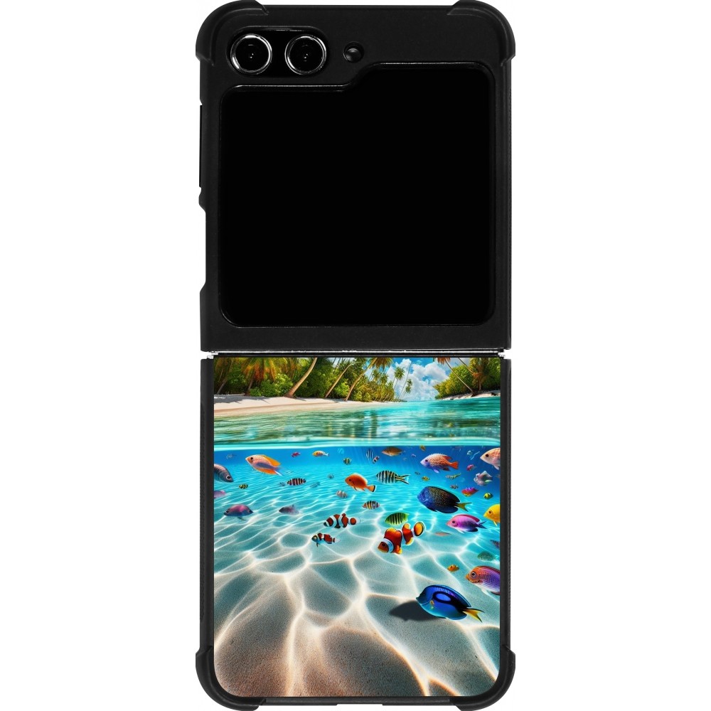 Coque Samsung Galaxy Z Flip5 - Silicone rigide noir Plage Paradis