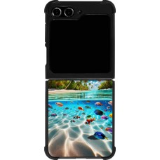 Coque Samsung Galaxy Z Flip5 - Silicone rigide noir Plage Paradis