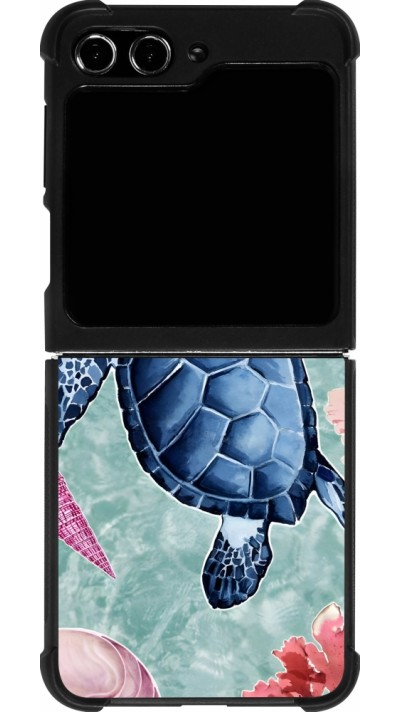 Coque Samsung Galaxy Z Flip5 - Silicone rigide noir Preppy Turtle