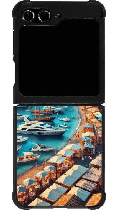 Coque Samsung Galaxy Z Flip5 - Silicone rigide noir Saint-Tropez Beach