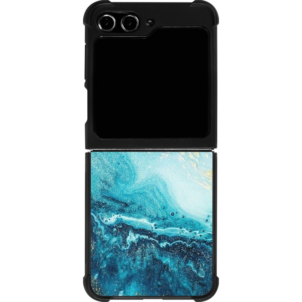 Coque Samsung Galaxy Z Flip5 - Silicone rigide noir Sea Foam Blue