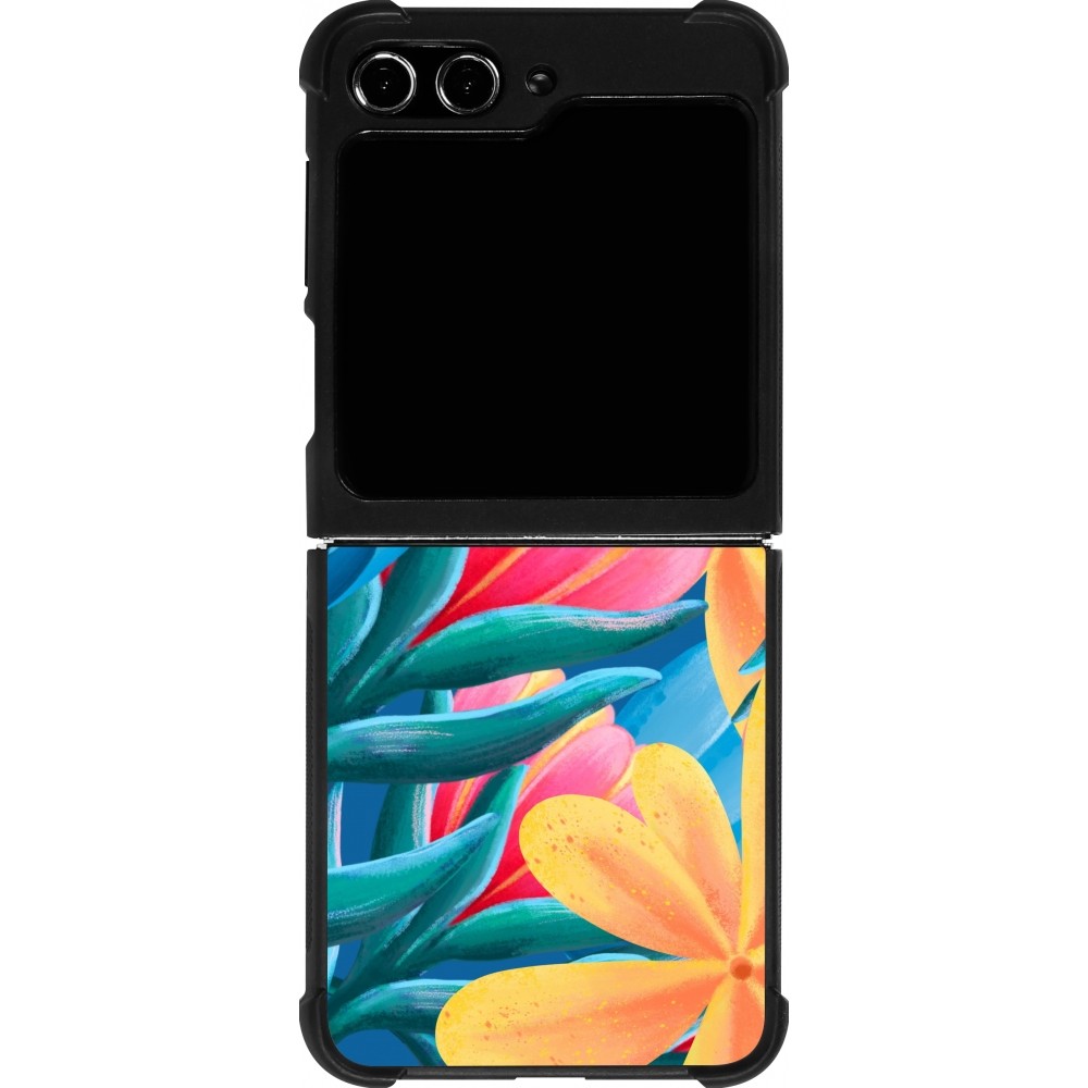 Coque Samsung Galaxy Z Flip5 - Silicone rigide noir Spring 23 colorful flowers