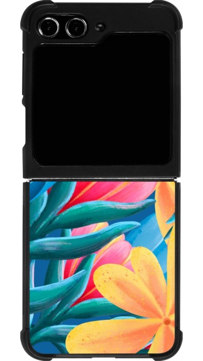 Coque Samsung Galaxy Z Flip5 - Silicone rigide noir Spring 23 colorful flowers