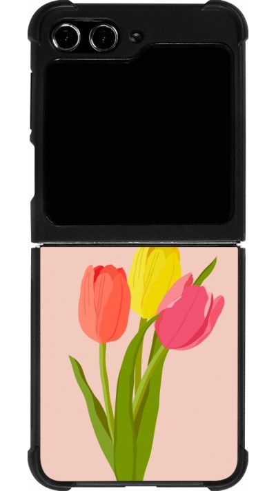 Coque Samsung Galaxy Z Flip5 - Silicone rigide noir Spring 23 tulip trio