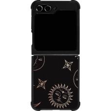 Coque Samsung Galaxy Z Flip5 - Silicone rigide noir Suns and Moons