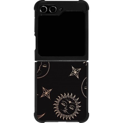 Coque Samsung Galaxy Z Flip5 - Silicone rigide noir Suns and Moons