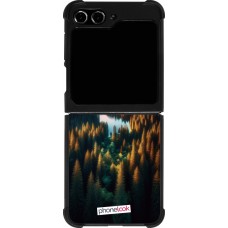 Coque Samsung Galaxy Z Flip5 - Silicone rigide noir Sunset Forest Lake