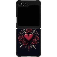 Coque Samsung Galaxy Z Flip5 - Silicone rigide noir Valentine 2024 gothic love