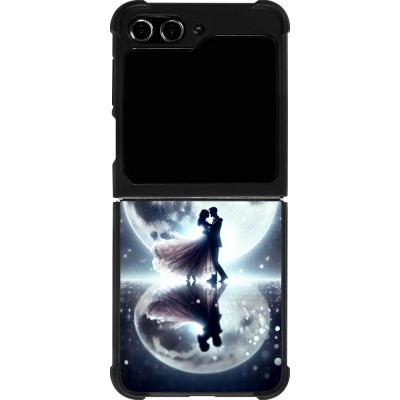 Coque Samsung Galaxy Z Flip5 - Silicone rigide noir Valentine 2024 Love under the moon