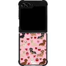 Coque Samsung Galaxy Z Flip5 - Silicone rigide noir Valentine 2024 puppy love