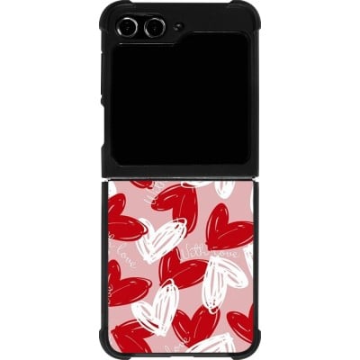 Coque Samsung Galaxy Z Flip5 - Silicone rigide noir Valentine 2024 with love heart