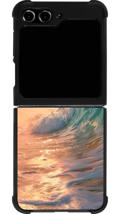 Coque Samsung Galaxy Z Flip5 - Silicone rigide noir Wave Sunset