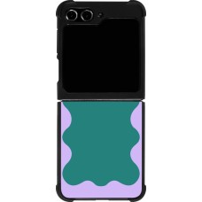 Coque Samsung Galaxy Z Flip5 - Silicone rigide noir Wavy Rectangle Green Purple