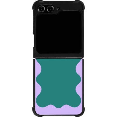 Coque Samsung Galaxy Z Flip5 - Silicone rigide noir Wavy Rectangle Green Purple