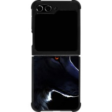 Coque Samsung Galaxy Z Flip5 - Silicone rigide noir Wolf Shape