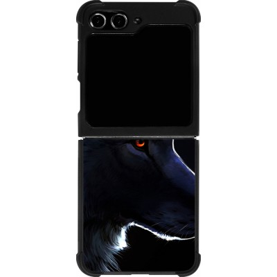 Coque Samsung Galaxy Z Flip5 - Silicone rigide noir Wolf Shape