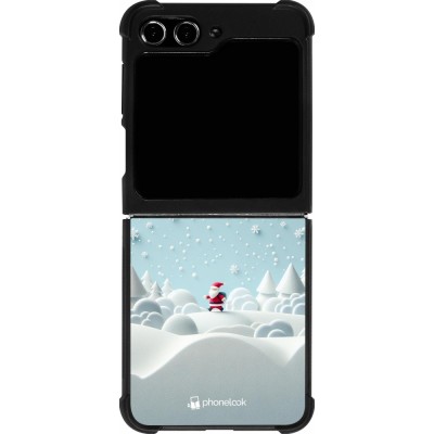 Coque Samsung Galaxy Z Flip5 - Silicone rigide noir Noël 2023 Petit Père Flocon