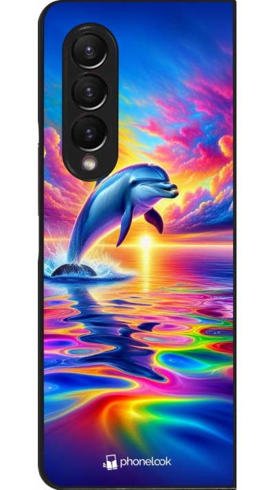 Coque Samsung Galaxy Z Fold3 5G - Dauphin arc-en-ciel heureux