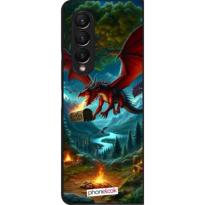 Coque Samsung Galaxy Z Fold3 5G - Dragon Volant Forêt Trésor