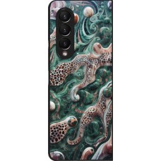 Samsung Galaxy Z Fold3 5G Case Hülle - Grüner Marmor und abstrakter Leopard