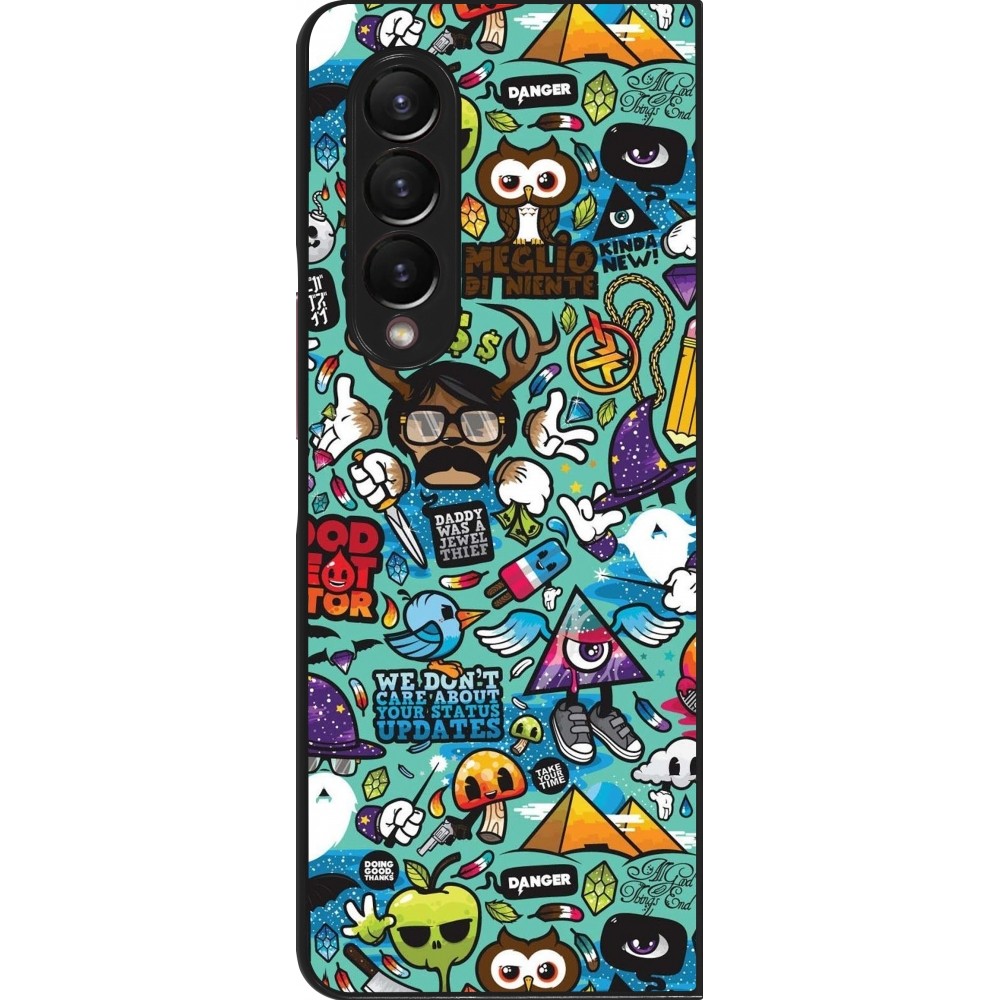 Coque Samsung Galaxy Z Fold3 5G - Mixed Cartoons Turquoise