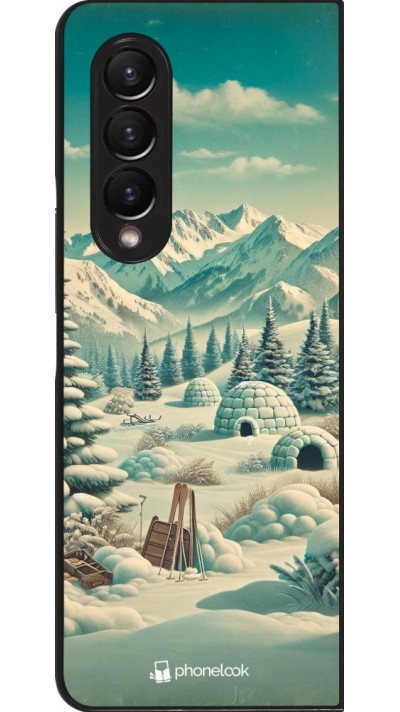 Coque Samsung Galaxy Z Fold3 5G - Vintage Snowy Mountain Igloo