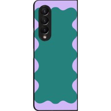 Coque Samsung Galaxy Z Fold3 5G - Wavy Rectangle Green Purple