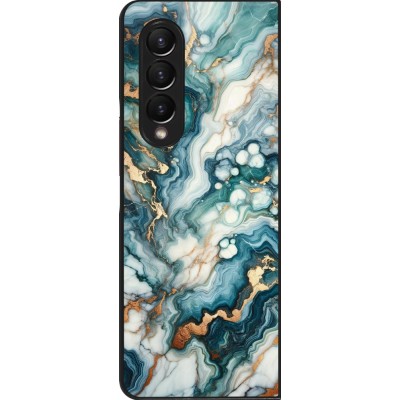 Coque Samsung Galaxy Z Fold4 - Marbre Vert Bleu Doré