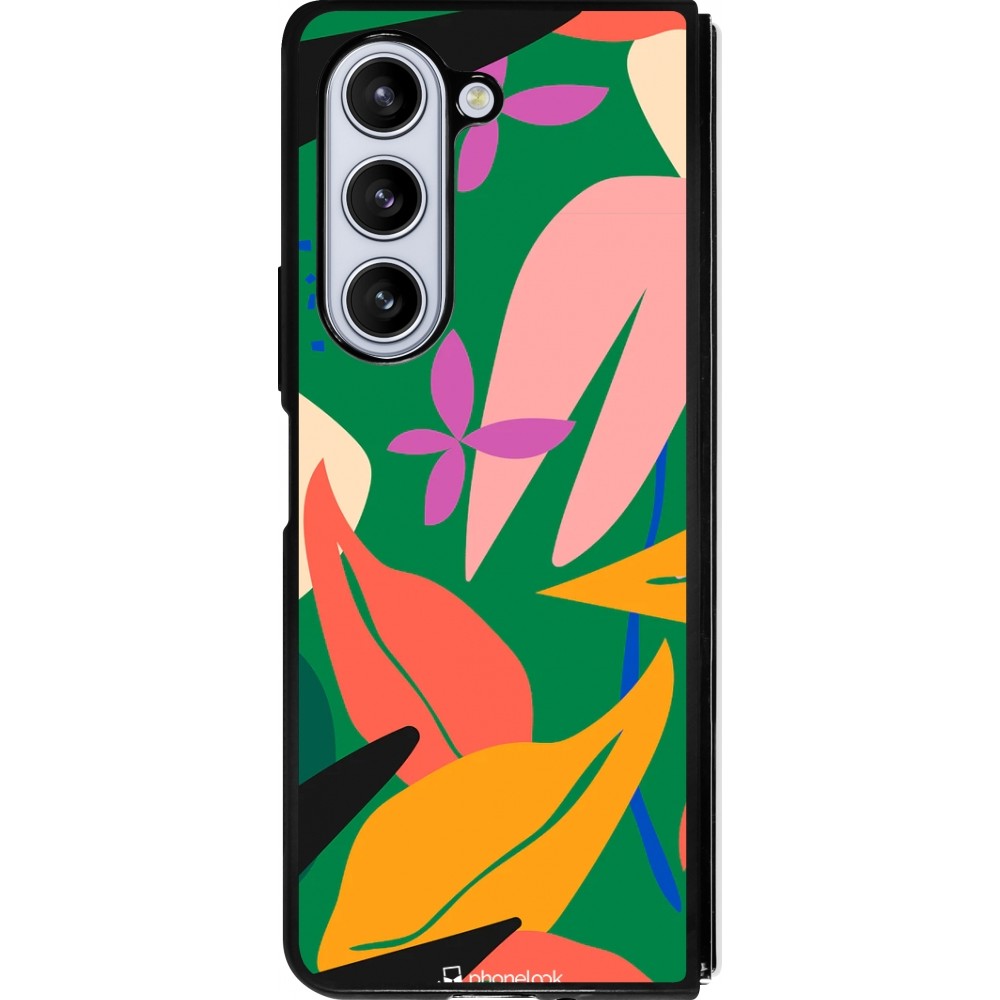 Coque Samsung Galaxy Z Fold5 - Silicone rigide noir Abstract Jungle