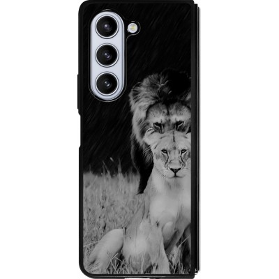 Coque Samsung Galaxy Z Fold5 - Silicone rigide noir Angry lions