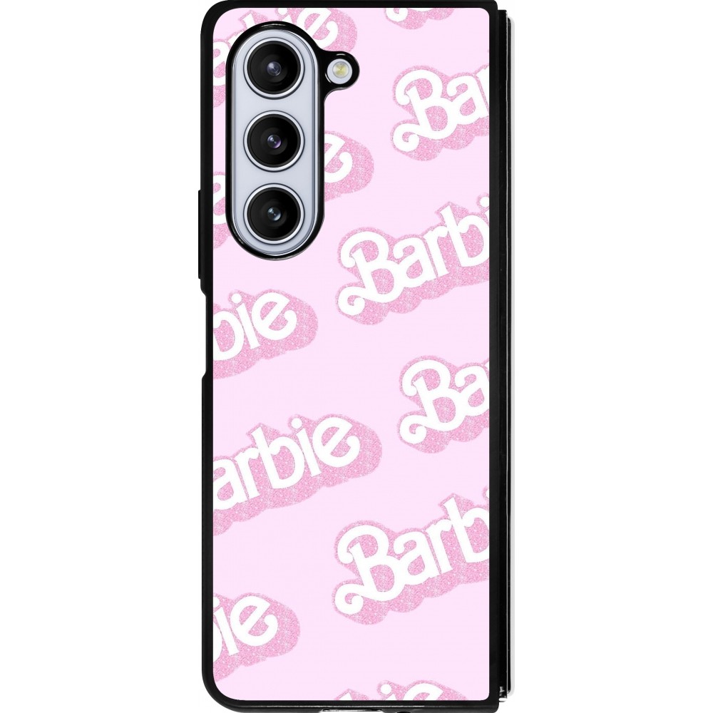 Coque Samsung Galaxy Z Fold5 - Silicone rigide noir Barbie light pink pattern