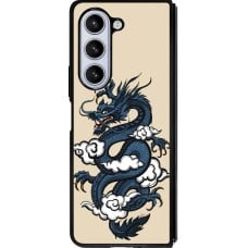 Coque Samsung Galaxy Z Fold5 - Silicone rigide noir Blue Dragon Tattoo