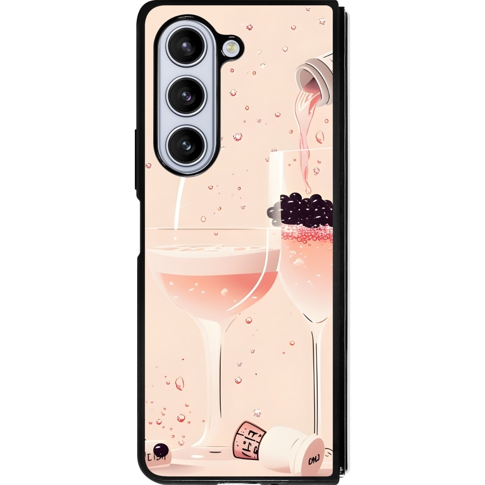 Coque Samsung Galaxy Z Fold5 - Silicone rigide noir Champagne Pouring Pink