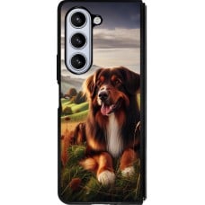 Coque Samsung Galaxy Z Fold5 - Silicone rigide noir Chien Campagne Suisse