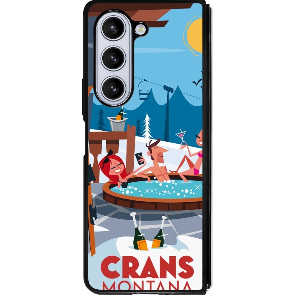 Coque Samsung Galaxy Z Fold5 - Silicone rigide noir Crans-Montana Mountain Jacuzzi