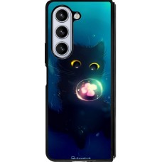 Coque Samsung Galaxy Z Fold5 - Silicone rigide noir Cute Cat Bubble