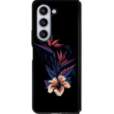 Coque Samsung Galaxy Z Fold5 - Silicone rigide noir Dark Flowers