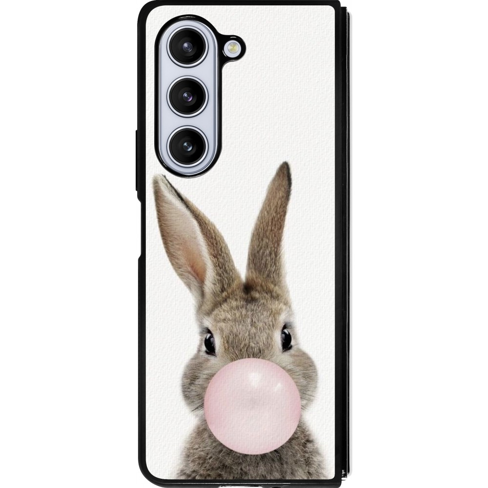 Coque Samsung Galaxy Z Fold5 - Silicone rigide noir Easter 2023 bubble gum bunny