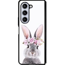 Coque Samsung Galaxy Z Fold5 - Silicone rigide noir Easter 2023 flower bunny