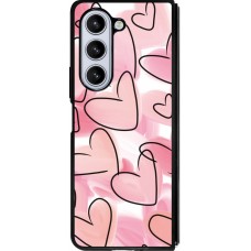 Coque Samsung Galaxy Z Fold5 - Silicone rigide noir Easter 2023 pink hearts