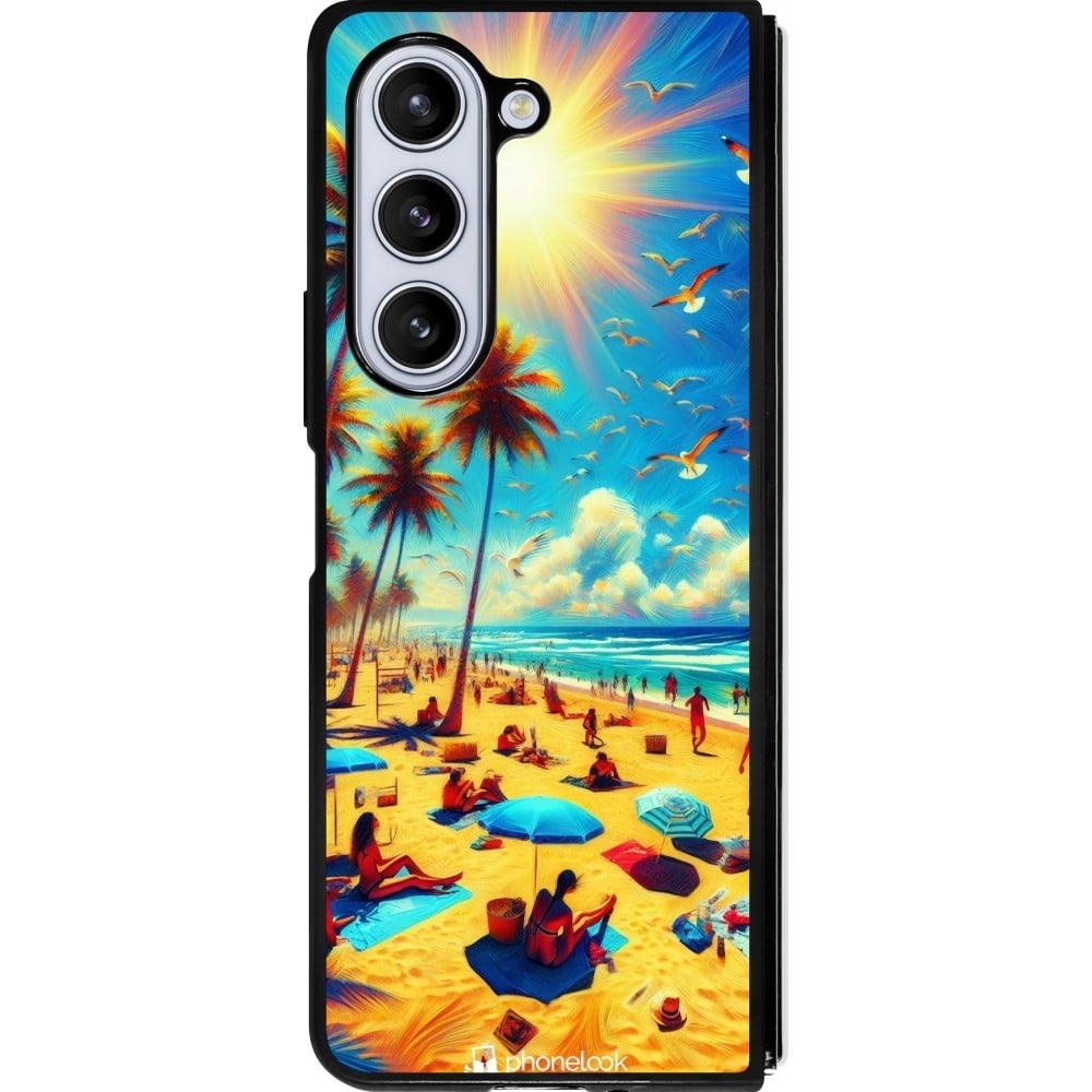 Coque Samsung Galaxy Z Fold5 - Silicone rigide noir Été Paradis Paint