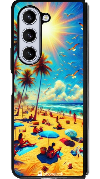 Coque Samsung Galaxy Z Fold5 - Silicone rigide noir Été Paradis Paint