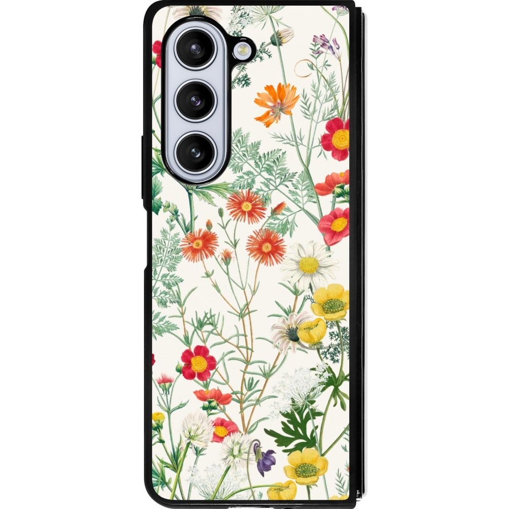 Coque Samsung Galaxy Z Fold5 - Silicone rigide noir Flora Botanical Wildlife