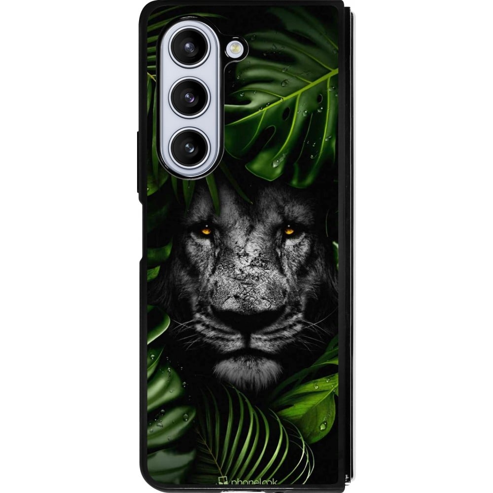 Coque Samsung Galaxy Z Fold5 - Silicone rigide noir Forest Lion