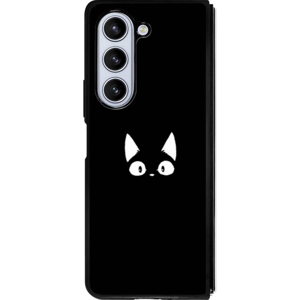 Coque Samsung Galaxy Z Fold5 - Silicone rigide noir Funny cat on black