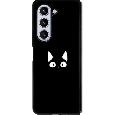 Coque Samsung Galaxy Z Fold5 - Silicone rigide noir Funny cat on black