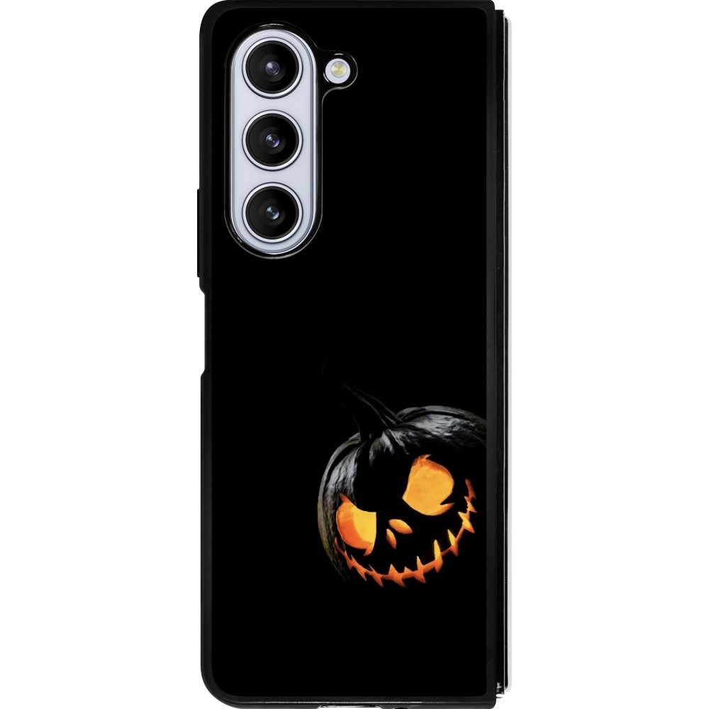 Coque Samsung Galaxy Z Fold5 - Silicone rigide noir Halloween 2023 discreet pumpkin