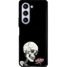 Coque Samsung Galaxy Z Fold5 - Silicone rigide noir Halloween 2023 rose and skeleton