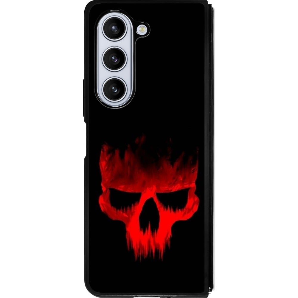 Coque Samsung Galaxy Z Fold5 - Silicone rigide noir Halloween 2023 scary skull